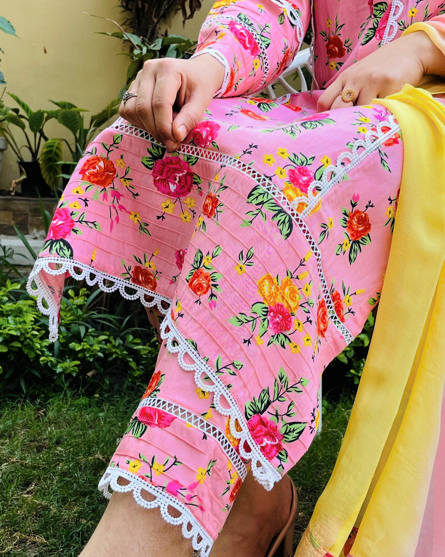 Peach Floral Suit Set
