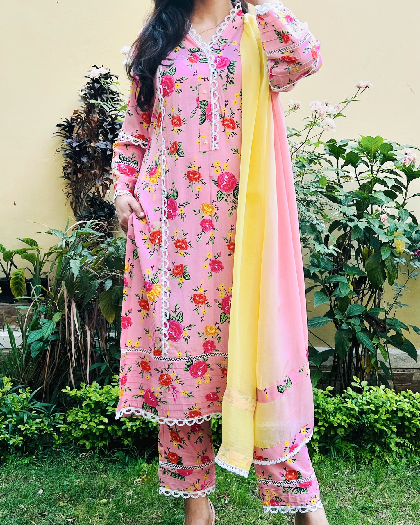 Peach Floral Suit Set