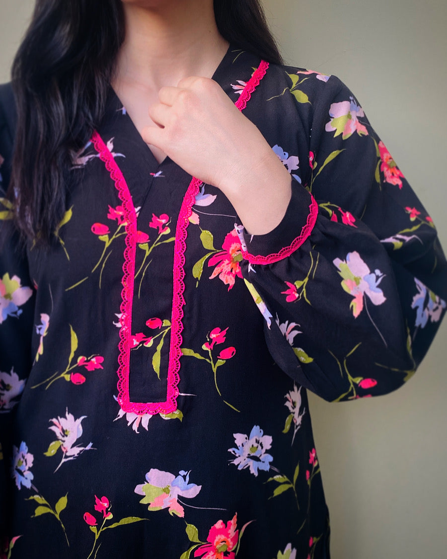 Black Floral Afghani Coord Set