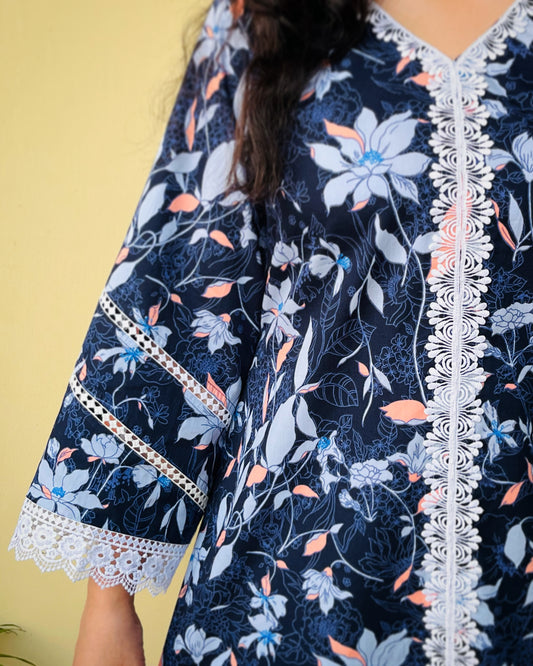 Dark Blue Floral Coord Set