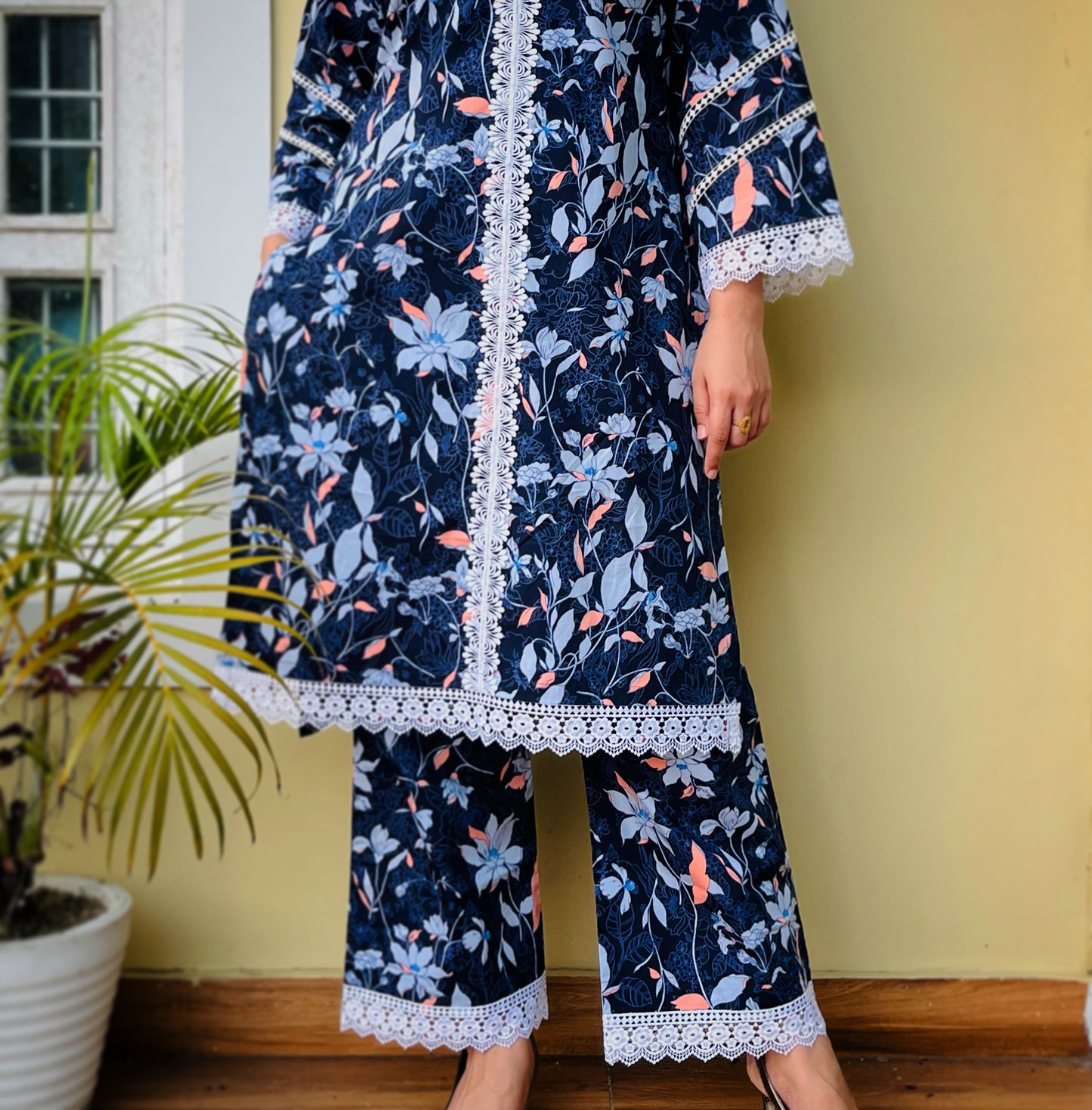 Dark Blue Floral Coord Set