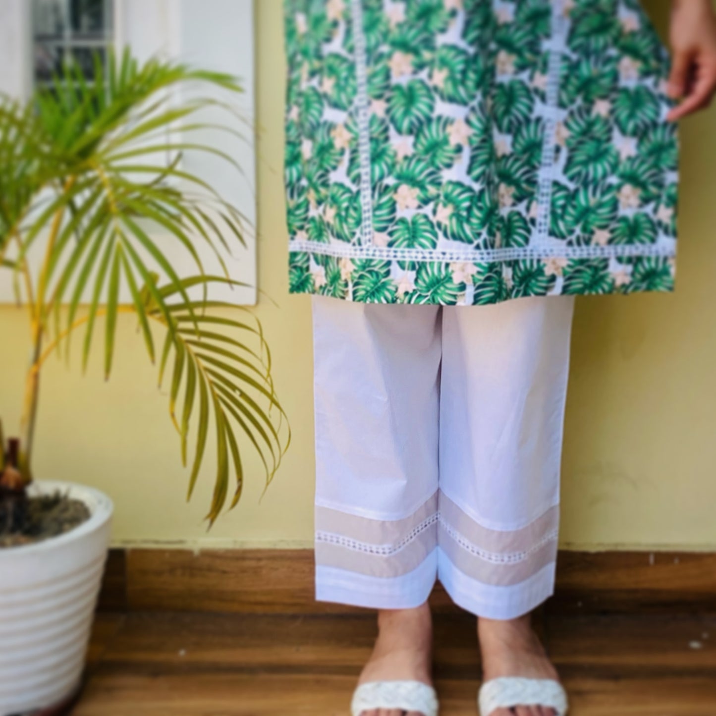 Green Tropical Kurta with Pants