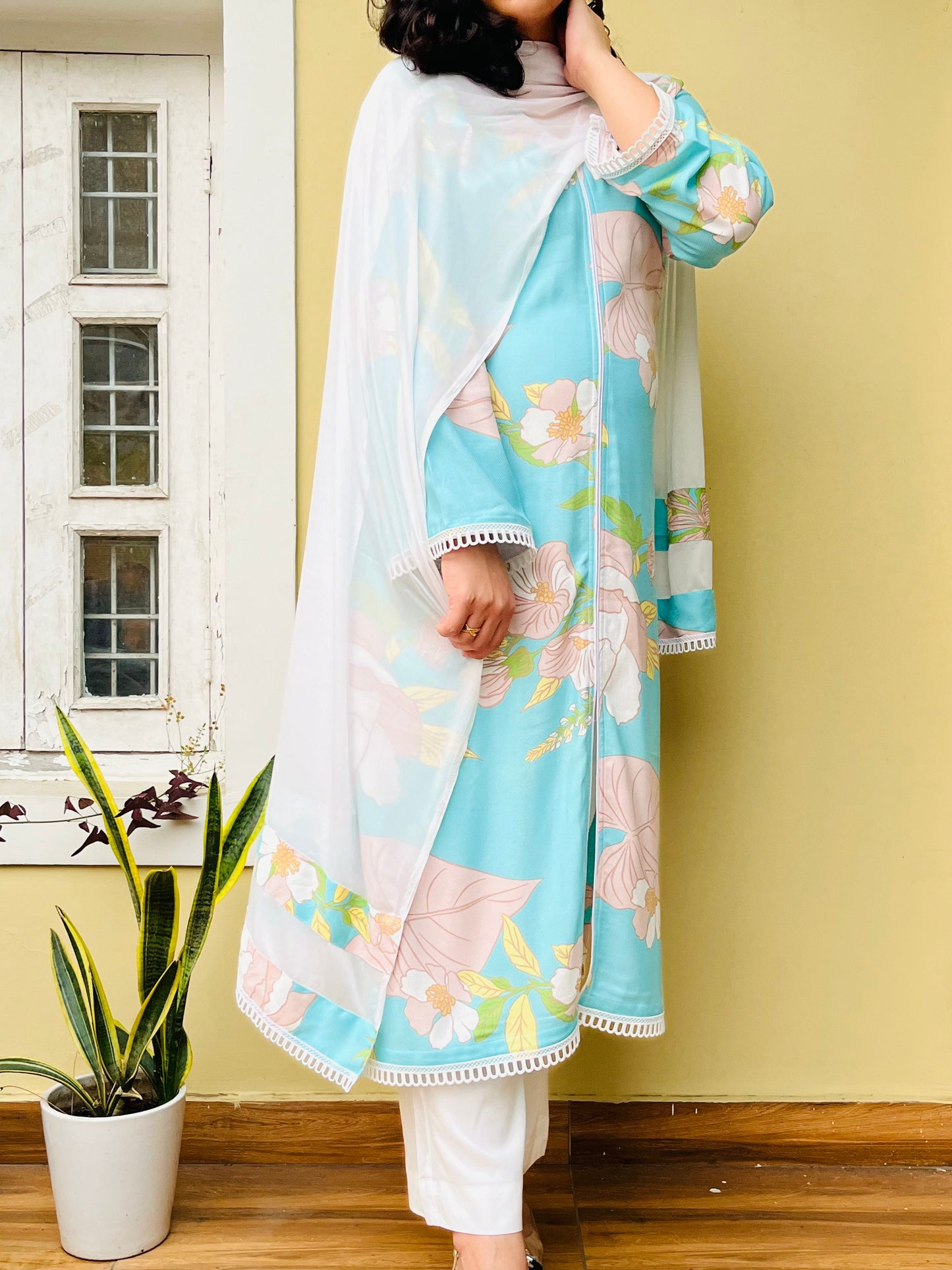 Meher Blue-White Suit Set