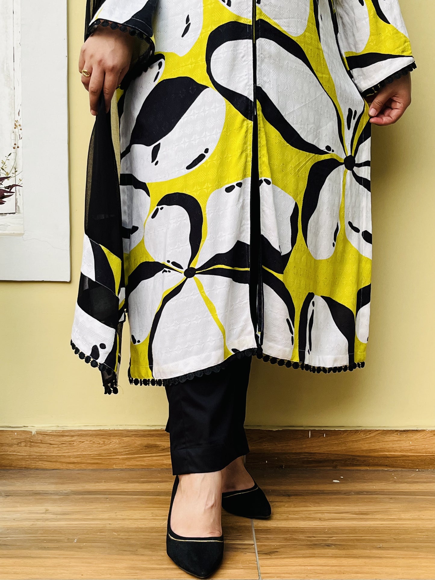 Meher Yellow-Black Suit Set