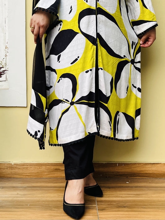Meher Yellow-Black Suit Set