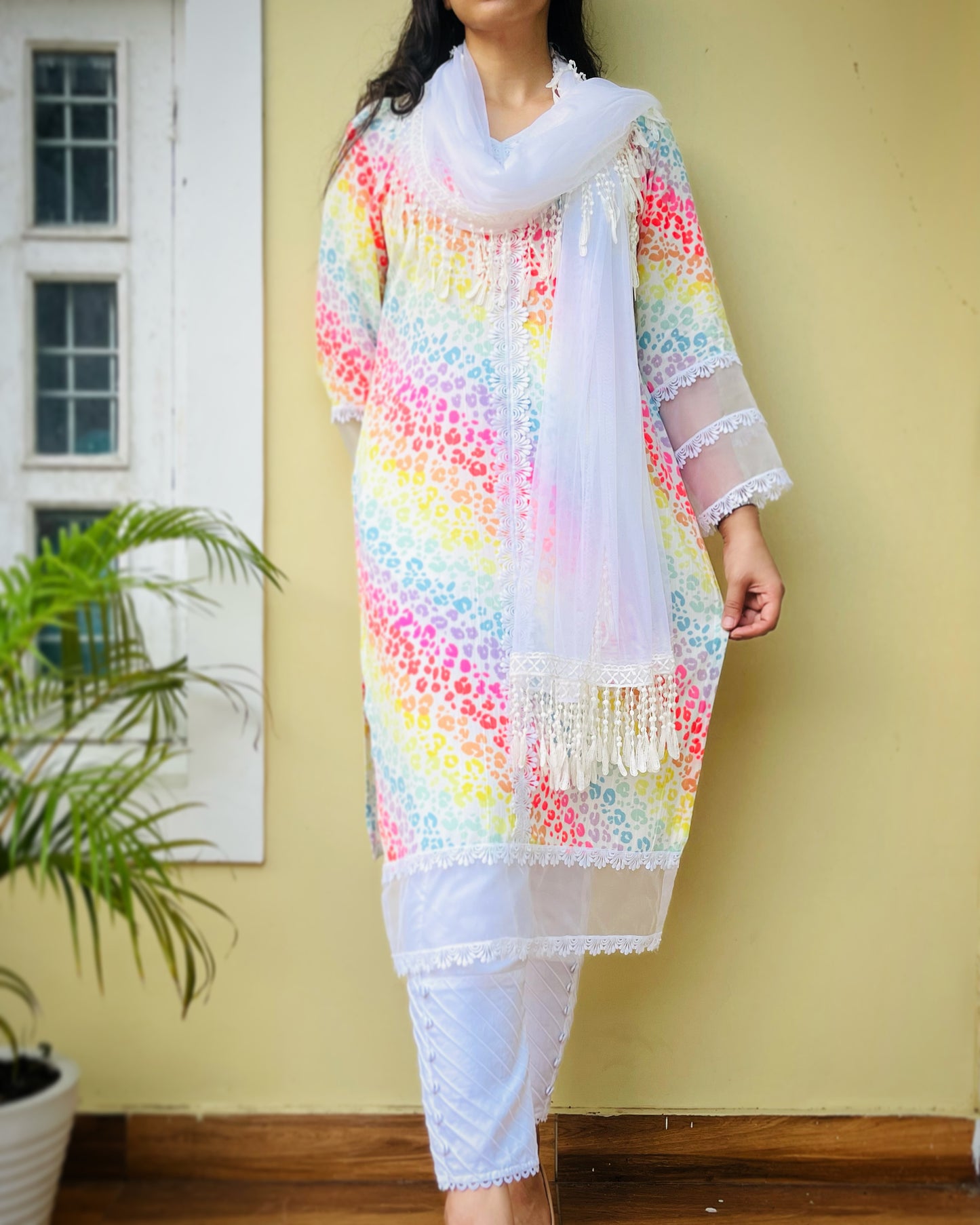 Multi Color Stripes Suit Set