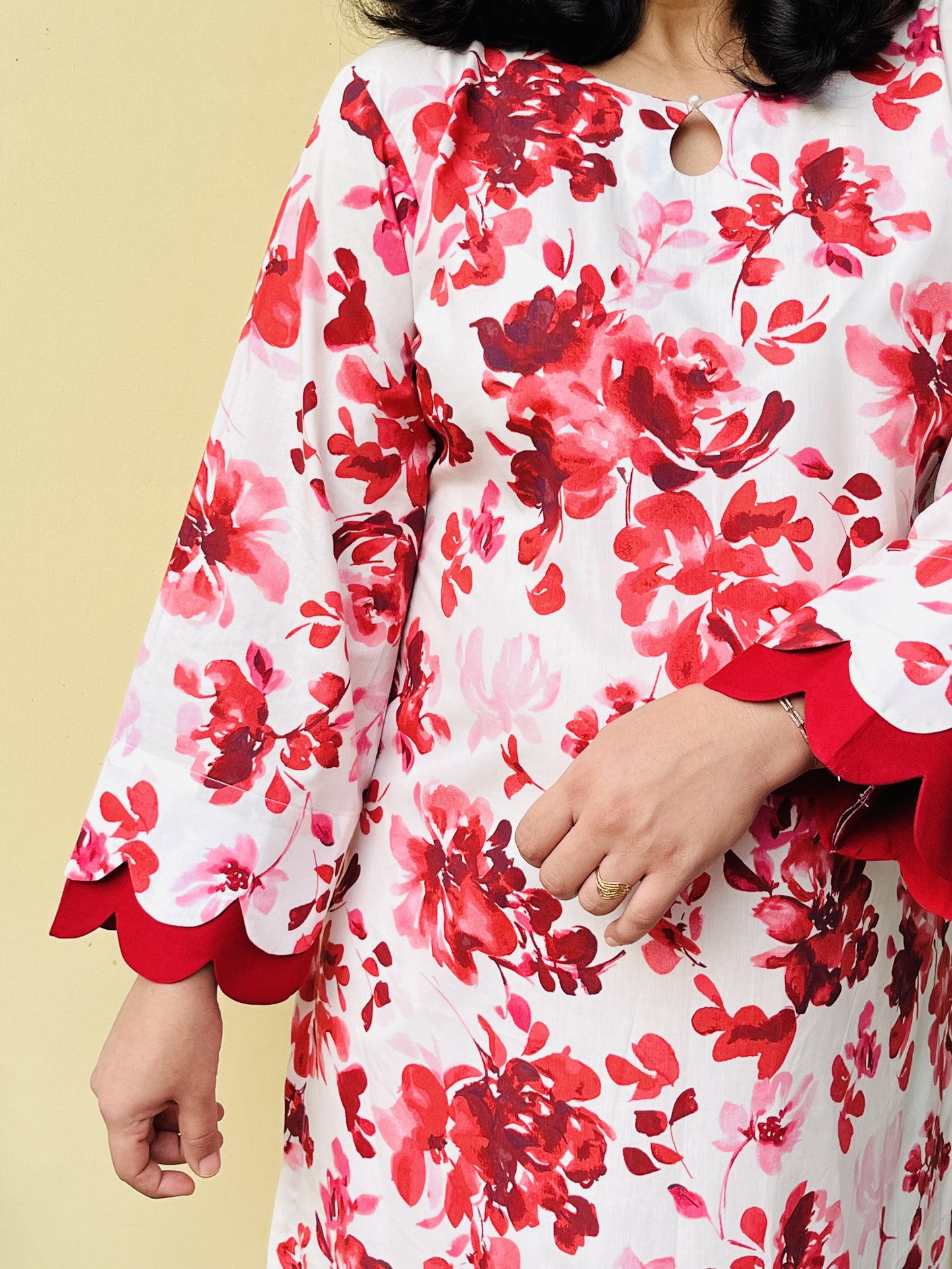 Red & White Floral Coord Set