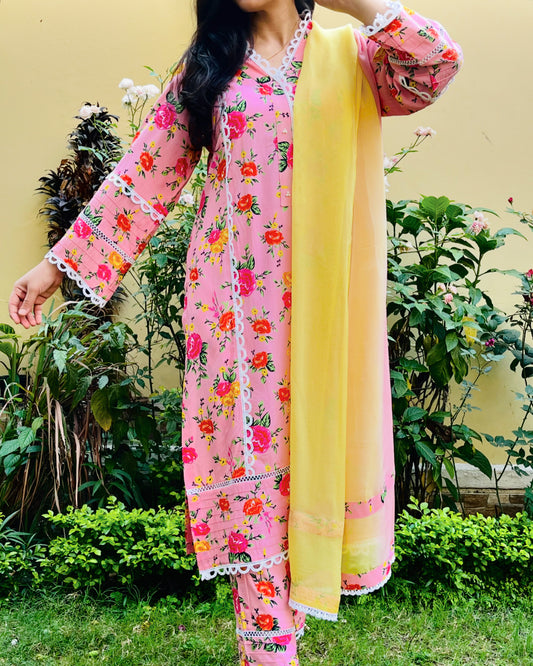 Peach Floral Suit Set