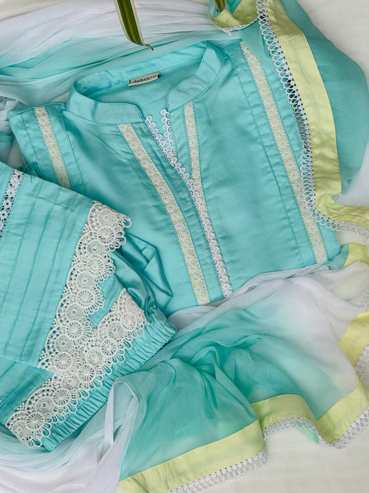 Qalb Sky Blue  Suit Set