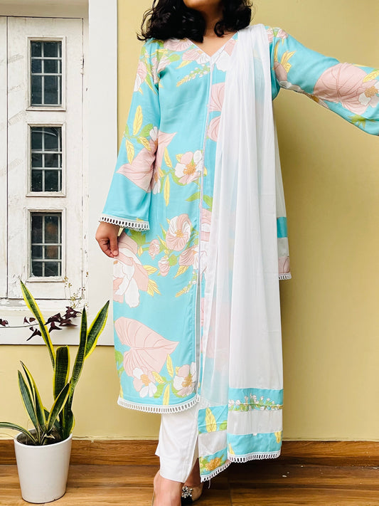 Meher Blue-White Suit Set