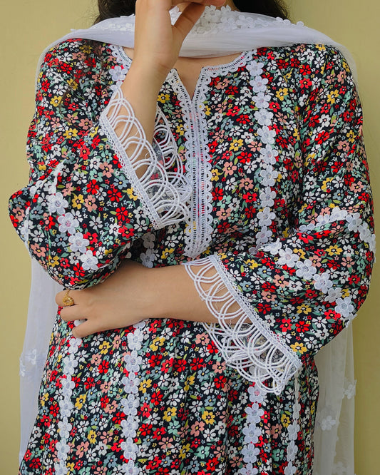 Multi Color Floral Kurta & Pants