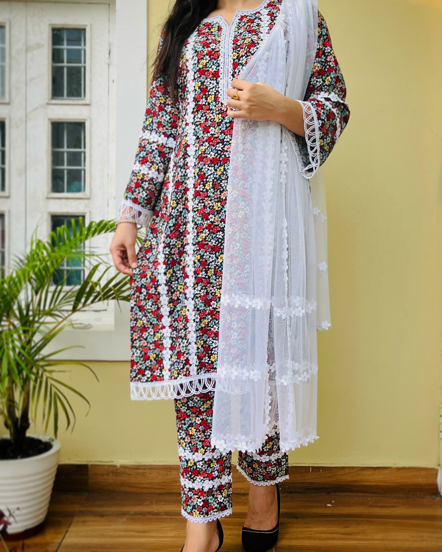Multi Color Floral Kurta & Pants