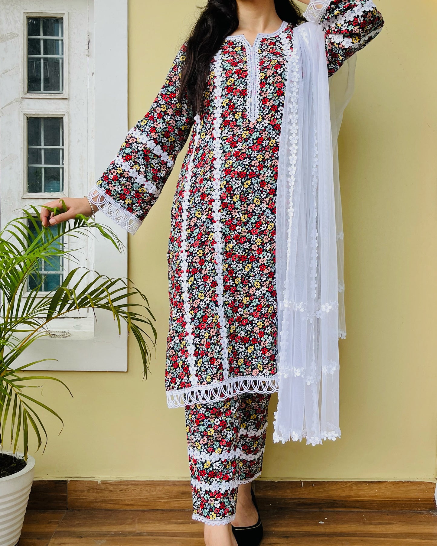 Multi Color Floral Kurta & Pants
