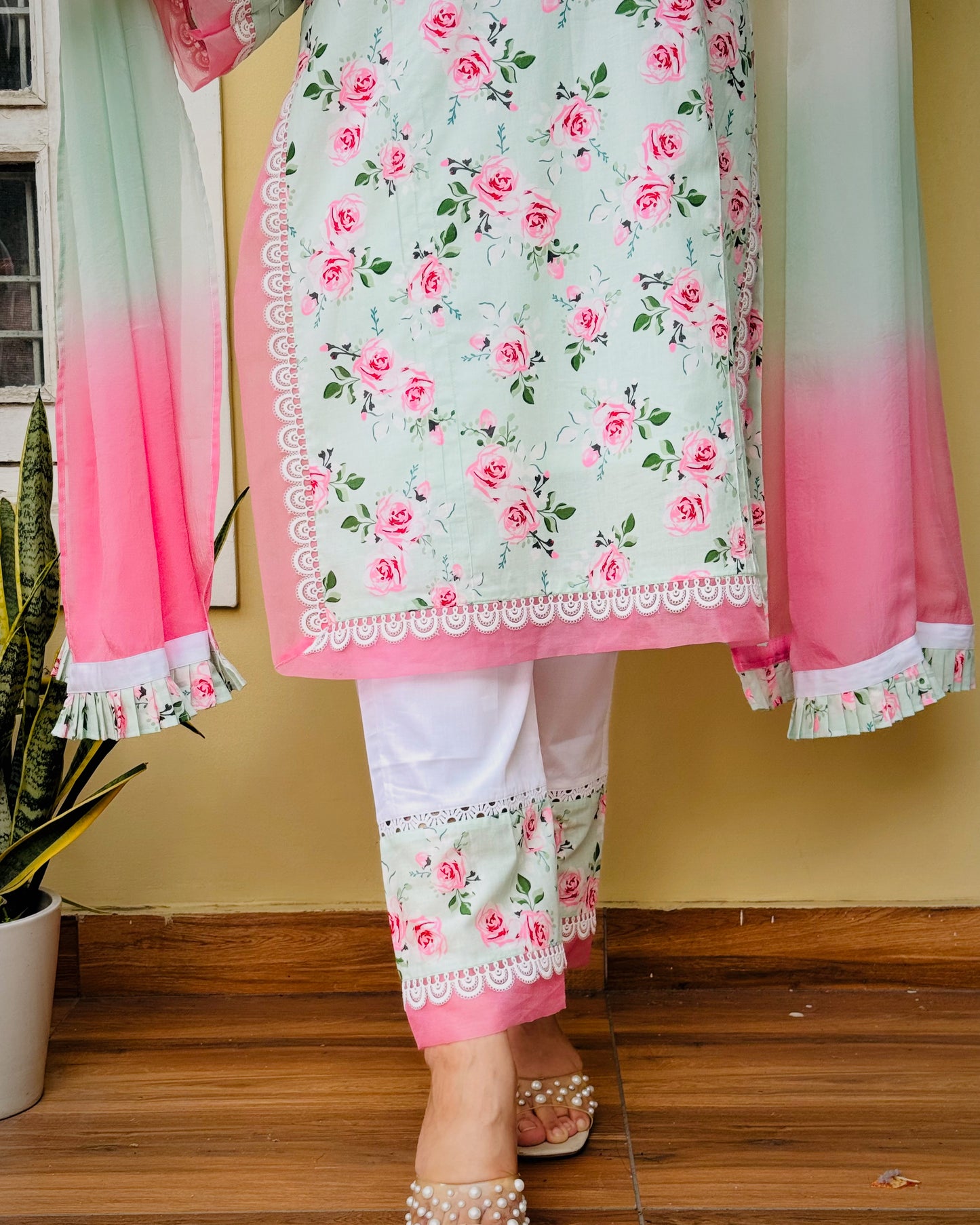 Raqs Green Cotton Suit Set